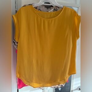 Relaxed Mustard Yellow Short Sleeve Blouse